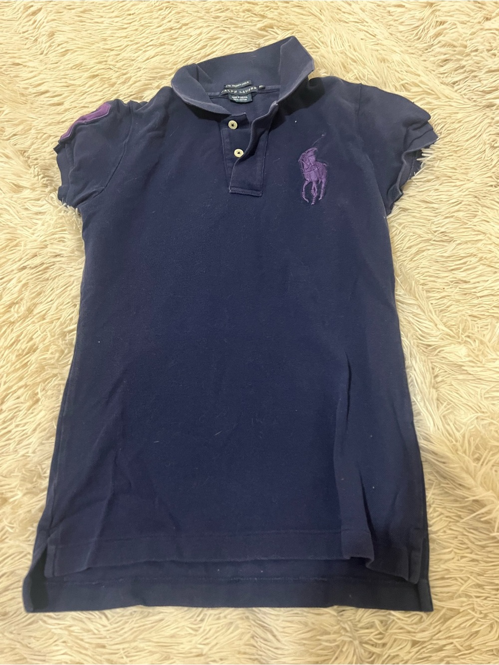 Ralph Lauren Navy Polo with Purple Pony Embroidery